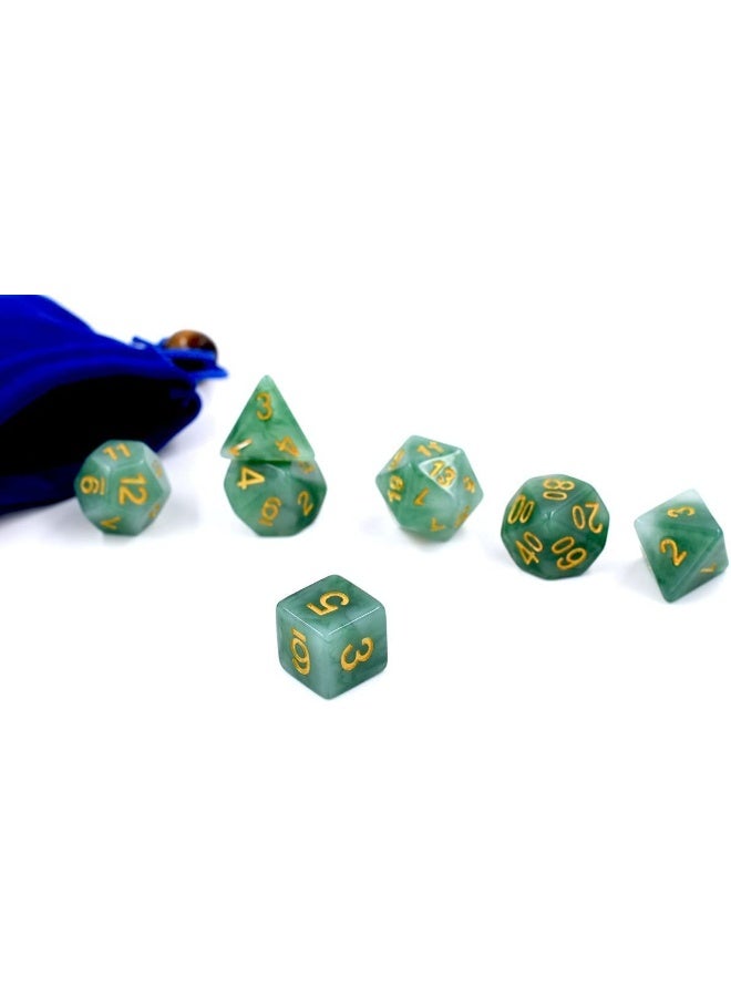 Polyhedral DND Dice Sets, 7-Die Green D&D Dice for Dungeons and Dragons Pathfinder RPG MTG Table Gaming Dice,Jade Dice (Green)