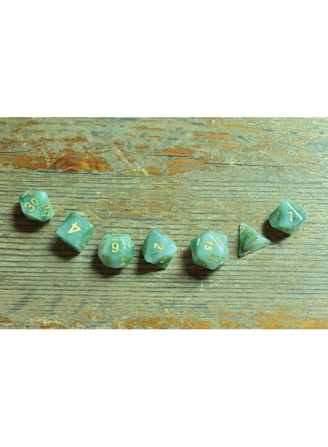 Polyhedral DND Dice Sets, 7-Die Green D&D Dice for Dungeons and Dragons Pathfinder RPG MTG Table Gaming Dice,Jade Dice (Green)