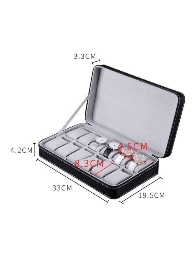 10-Slot Portable PU Leather Watch Box