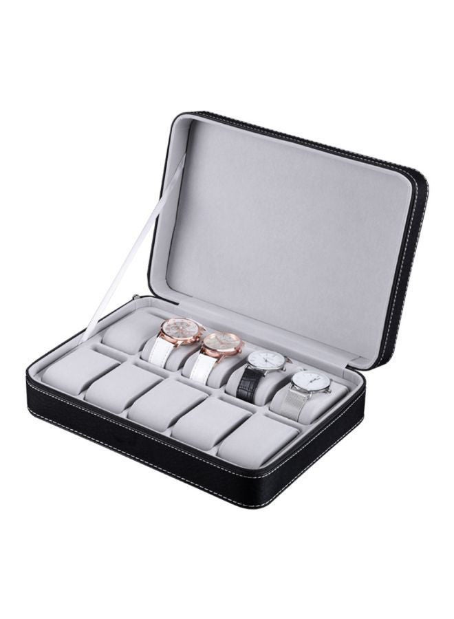 10-Slot Portable PU Leather Watch Box