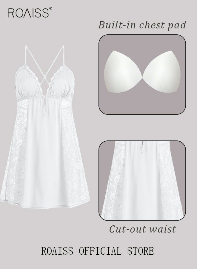 2 Piece Nightgown Set Women's Sweet Halter Nightdress Lace Lingerie Sleepwear Home Dress Set Romantic Elegant Pajamas Ladies Spring Autumn Robe Loungewear