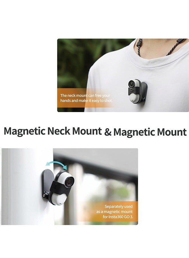 Magnet Pendant Compatible for Insta360 GO 3S/GO 3 Action Camera Desktop Base Stand Holder Expansion Adapter Mount Bracket Clip Clamp Magnetic Chest Mount Neck Strap Necklace Lanyard Cord POV Holder