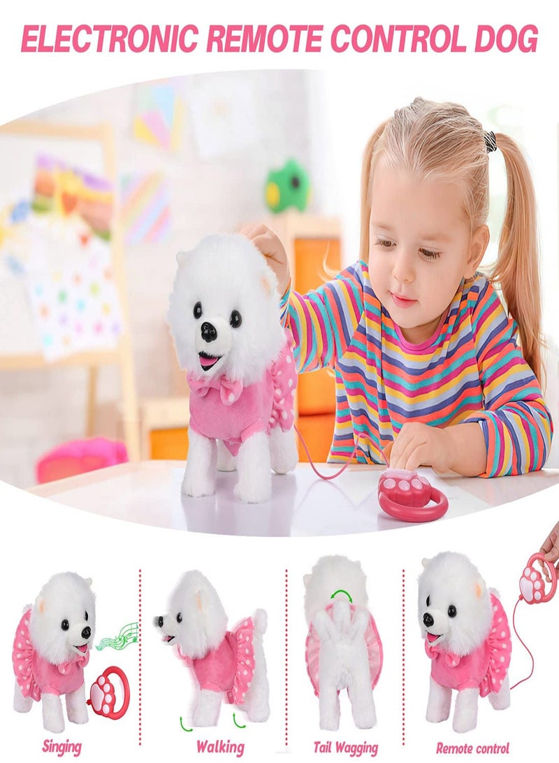 Electronic Plush Dog Toy, Singing Walking and Barking, Interactive Puppy with Remote Control Leash for Kids Toddler Gifts Birthday Girls Boys, Fun Toys Pets