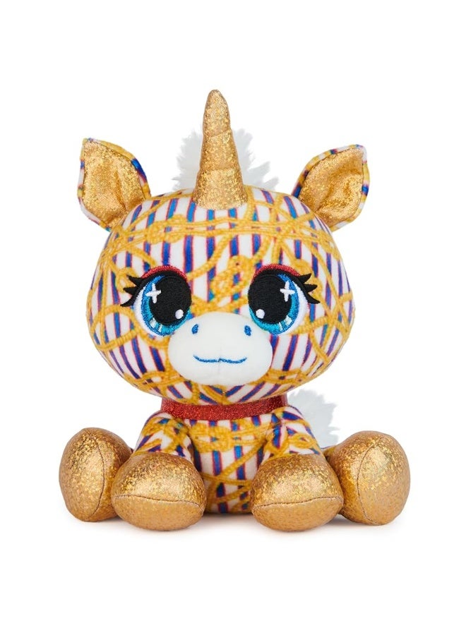 P.Lushes Designer Fashion Pets Natalie Von Corn Premium Unicorn Stuffed Animal, Gold and Blue, 6â€