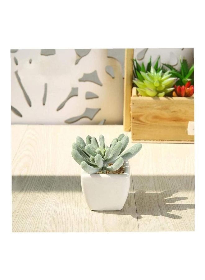 Artificial Succulent Potted Plant Green/White