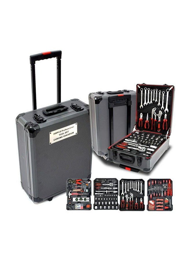 187-Piece Trolley Tool Suitcase With Automatic Ratchet Set Silver/Black 38x18x53cm