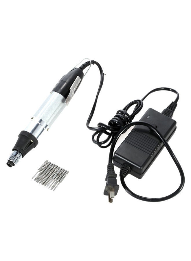 DC Powered Electric Screwdriver With 10 Bits Black/Silver