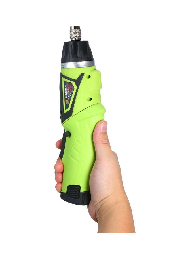 2-Piece Of Cordless Electric Screwdriver With 6 Accessories Green 24.5 x 21cm