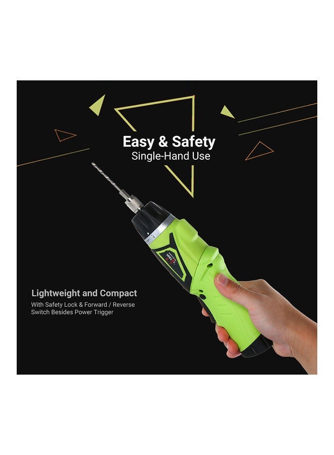 2-Piece Of Cordless Electric Screwdriver With 6 Accessories Green 24.5 x 21cm