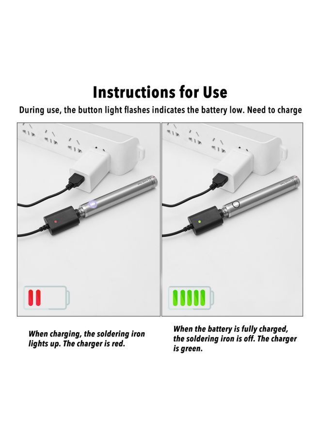 Wireless Soldering Iron With USB Welding Tool Silver 15x4x10.5centimeter