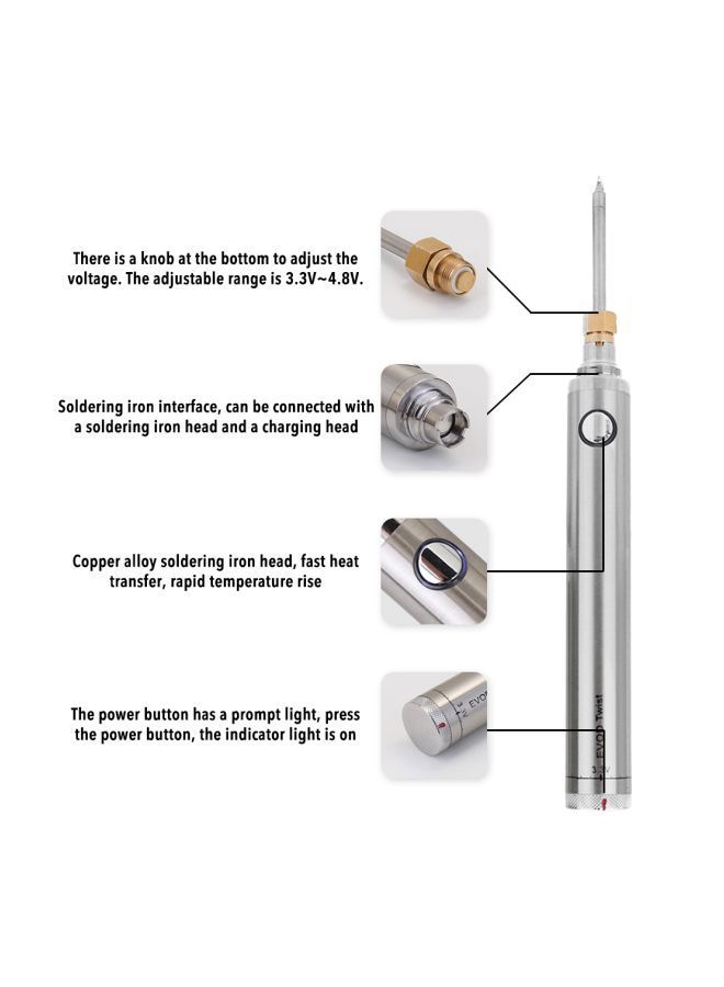 Wireless Soldering Iron With USB Welding Tool Silver 15x4x10.5centimeter