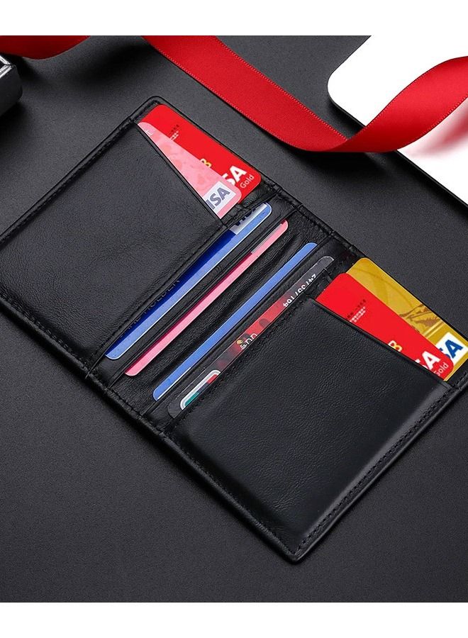 Men Minimalist Slim Card Holder Genuine Leather Card Wallet Slim Line Thin Mini Small Rfid Passport Id Card Holder Male