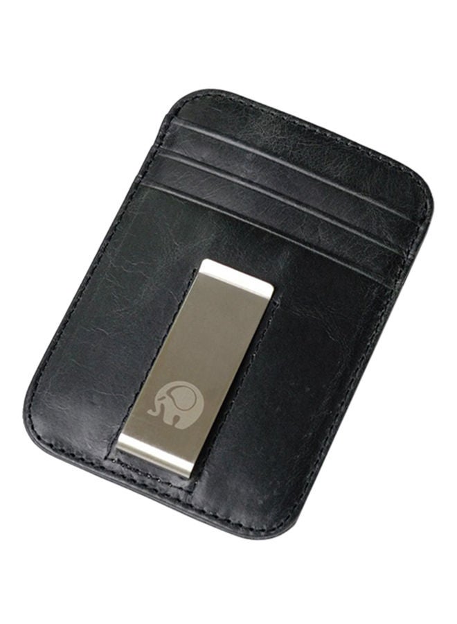 Slim Soft Retro leather Card Holder Money Clip Black