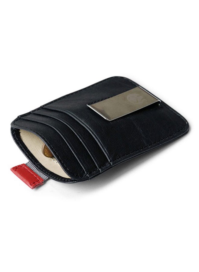 Slim Soft Retro leather Card Holder Money Clip Black
