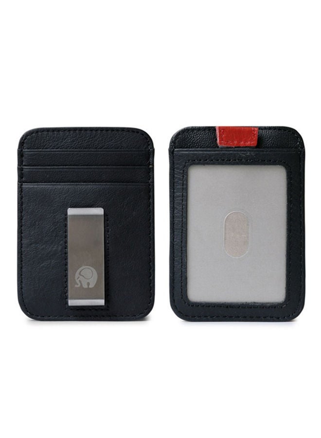 Slim Soft Retro leather Card Holder Money Clip Black