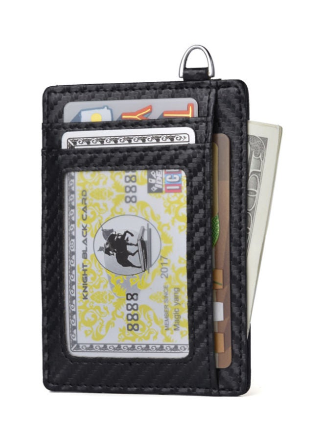Leather Card Holder Money Clip Black