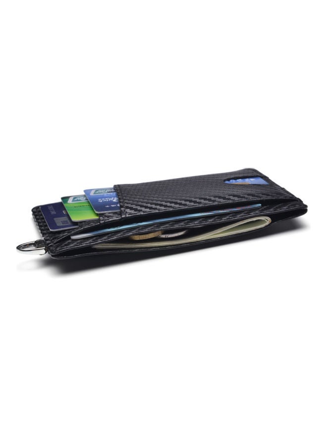 Leather Card Holder Money Clip Black