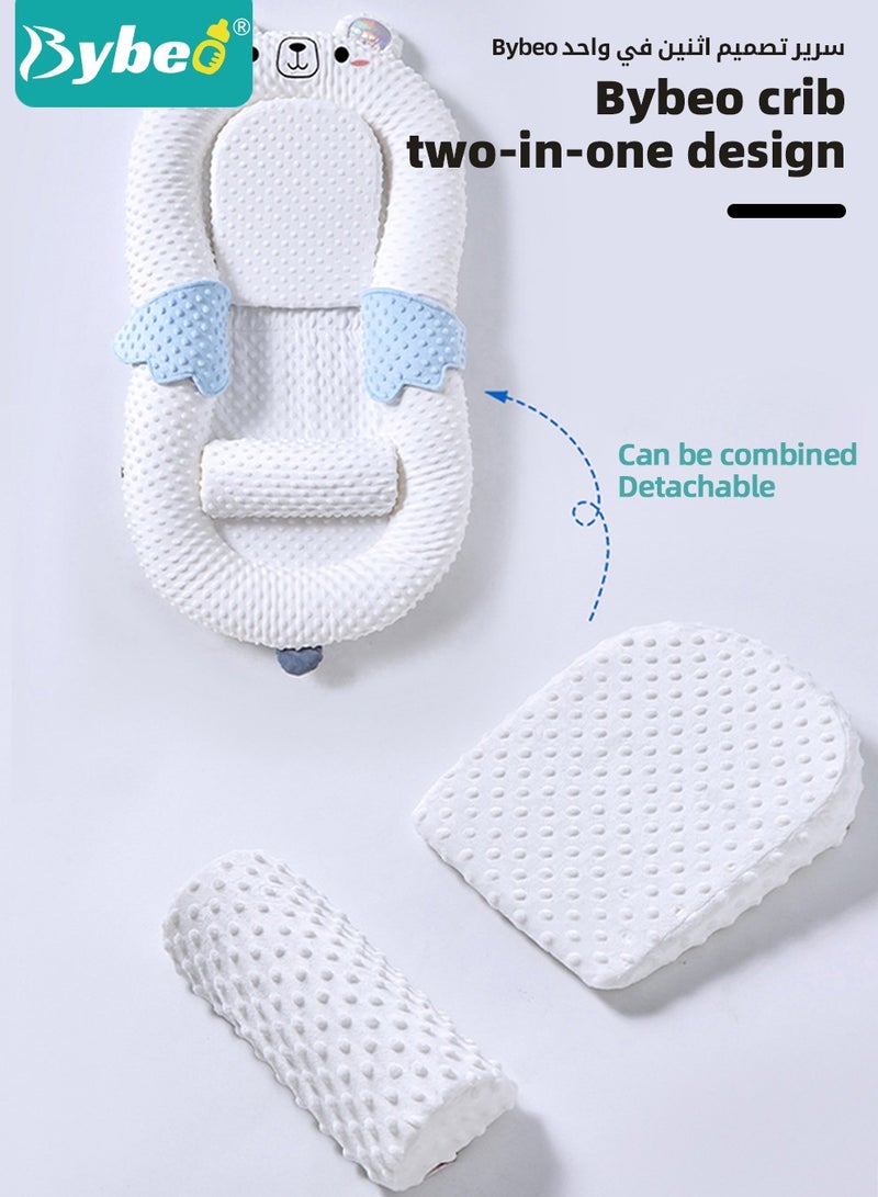 Baby Nest Bed Infant Lounger with Anti-Reflux Feeding Set - Includes Toddler nests, Crib Wedge Pillow, and Anti-Slip Foot Mat - Nursing Pillows for Breastfeeding - Ensures Better Night's Sleep