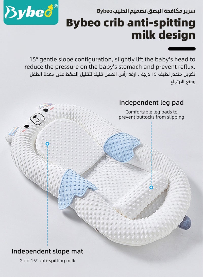 Baby Nest Bed Infant Lounger with Anti-Reflux Feeding Set - Includes Toddler nests, Crib Wedge Pillow, and Anti-Slip Foot Mat - Nursing Pillows for Breastfeeding - Ensures Better Night's Sleep