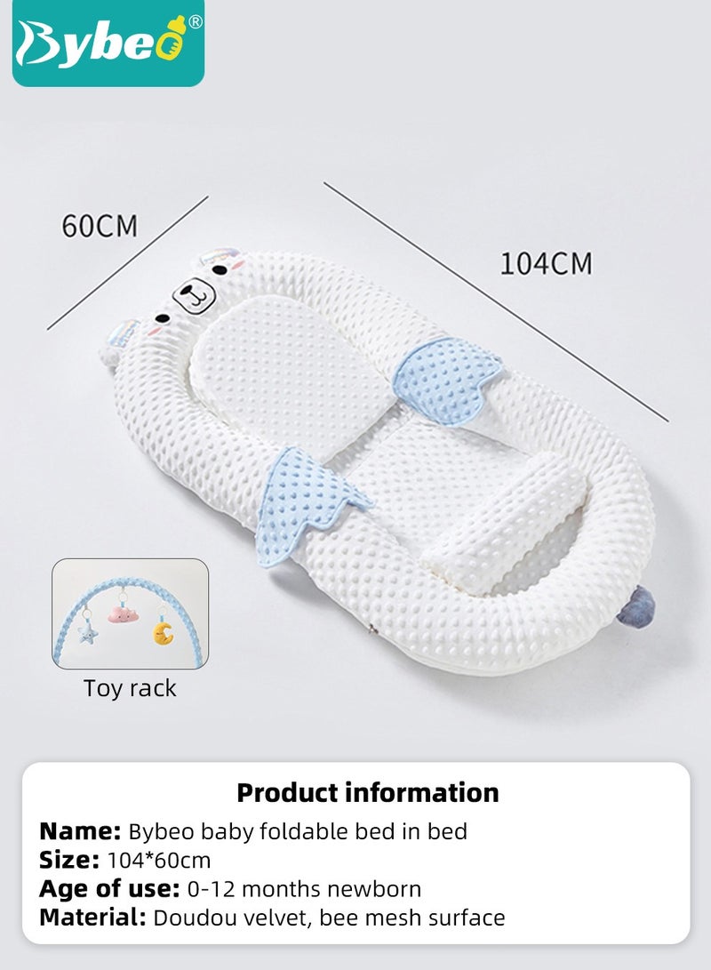 Baby Nest Bed Infant Lounger with Anti-Reflux Feeding Set - Includes Toddler nests, Crib Wedge Pillow, and Anti-Slip Foot Mat - Nursing Pillows for Breastfeeding - Ensures Better Night's Sleep