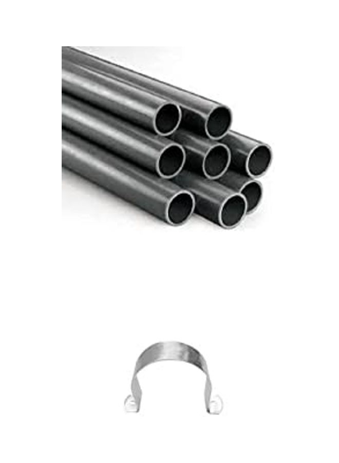 8-Piece Pipe With Clamp Silver/Black 2inch