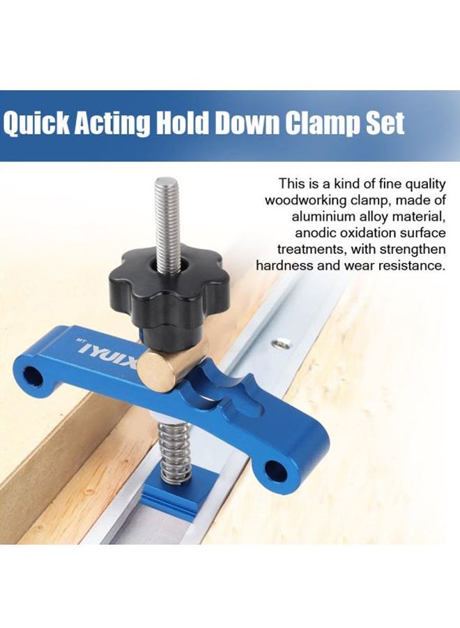 Quick Acting Hold Down Clamp Set Blue/Black/Silver 4.37x1.54x4.72inch