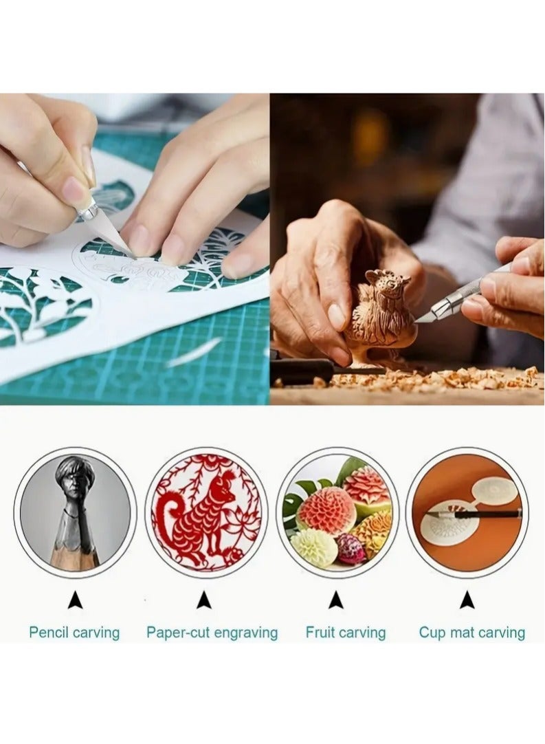 29-Piece Hobby Knife Set - Precision Cutting Tools for Crafting, Modeling, Art, and DIY Projects - Includes Multiple Blades, Handles, and Safety Cap - Ideal for Paper, Plastic, Leather, and Wood
