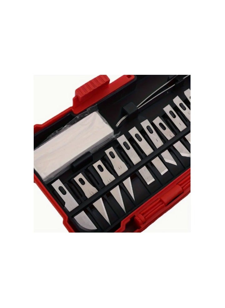 29-Piece Hobby Knife Set - Precision Cutting Tools for Crafting, Modeling, Art, and DIY Projects - Includes Multiple Blades, Handles, and Safety Cap - Ideal for Paper, Plastic, Leather, and Wood