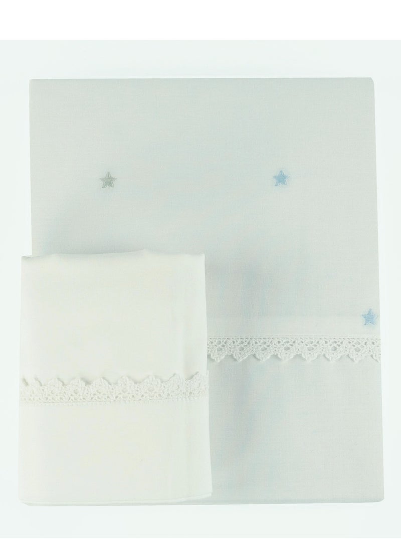 Bumble & Bird - Embroidered Duvet Cover & Pillowcase For Bassinet - Blue