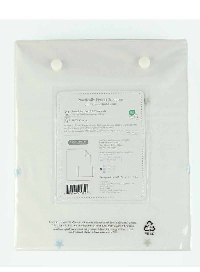 Bumble & Bird - Embroidered Duvet Cover & Pillowcase For Bassinet - Blue
