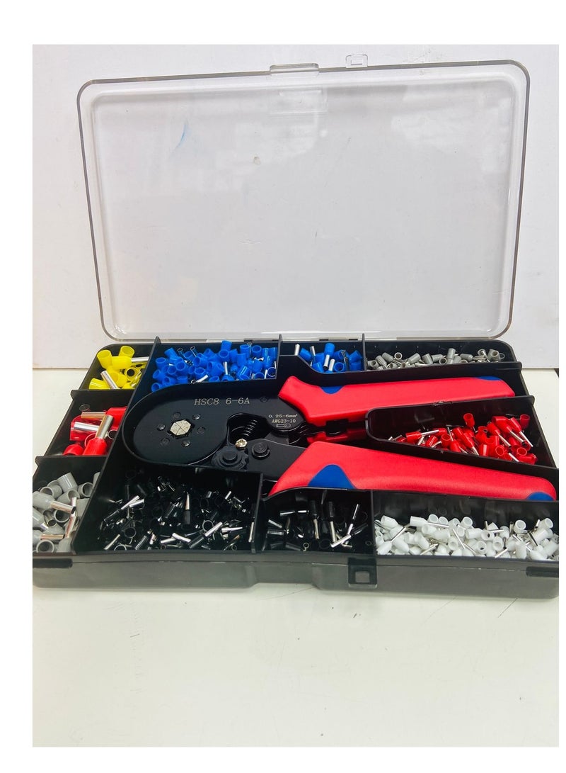 Hand Crimping Tool size(0.25-6mm) With Insulated Terminal Kit(1200 pcs)