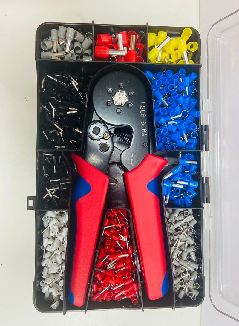 Hand Crimping Tool size(0.25-6mm) With Insulated Terminal Kit(1200 pcs)