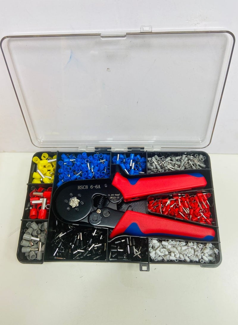 Hand Crimping Tool size(0.25-6mm) With Insulated Terminal Kit(1200 pcs)