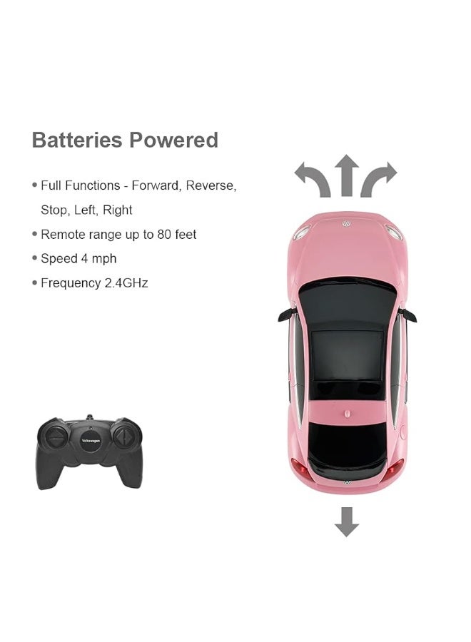 RASTAR Beetle Remote Control Car, 1:24 Scale Beetle RC Toy Car for Kids, Pink Beetle