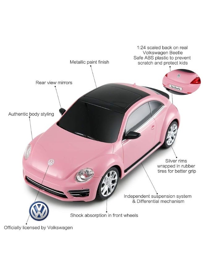 RASTAR Beetle Remote Control Car, 1:24 Scale Beetle RC Toy Car for Kids, Pink Beetle