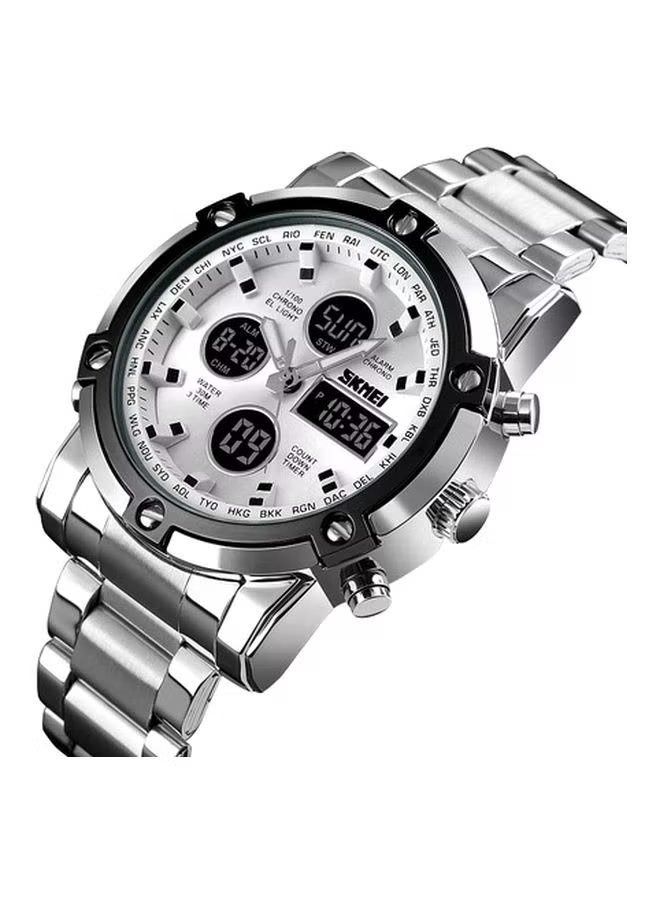 Skmei 1389 Men's Water Resistant Stainless Wrist watch - Silver/White