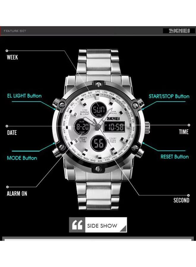 Skmei 1389 Men's Water Resistant Stainless Wrist watch - Silver/White