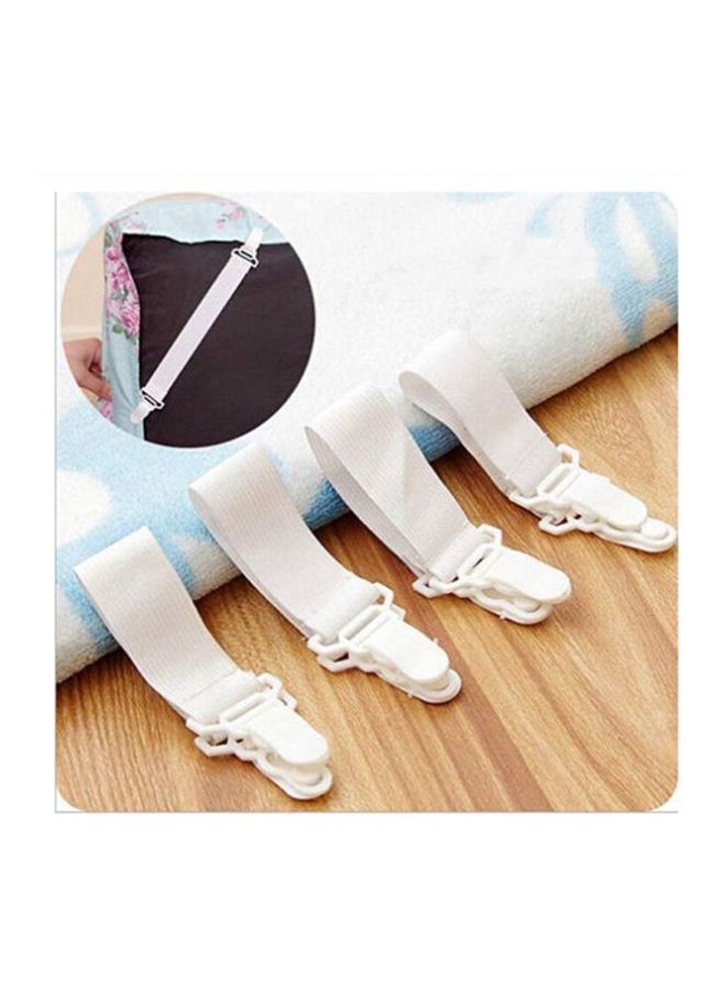 4-Piece Adjustable Bed Sheet Straps White 20x2.5centimeter