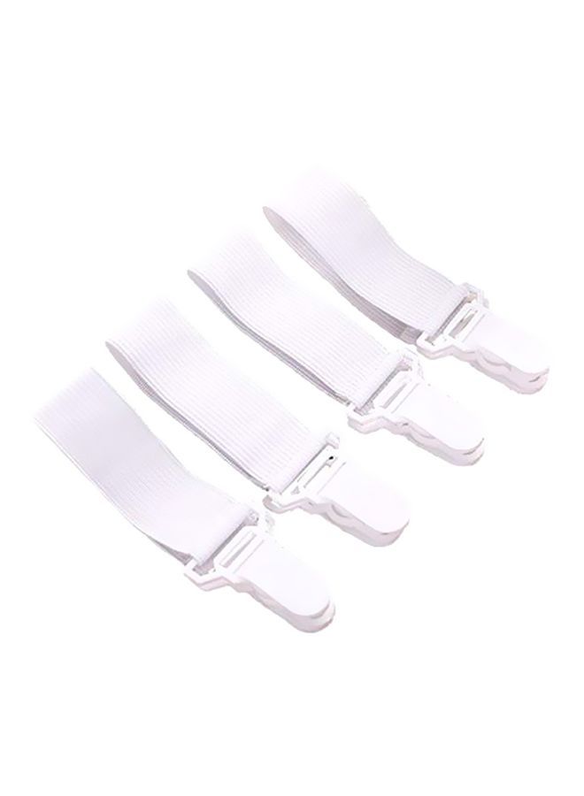 4-Piece Adjustable Bed Sheet Straps White 20x2.5centimeter