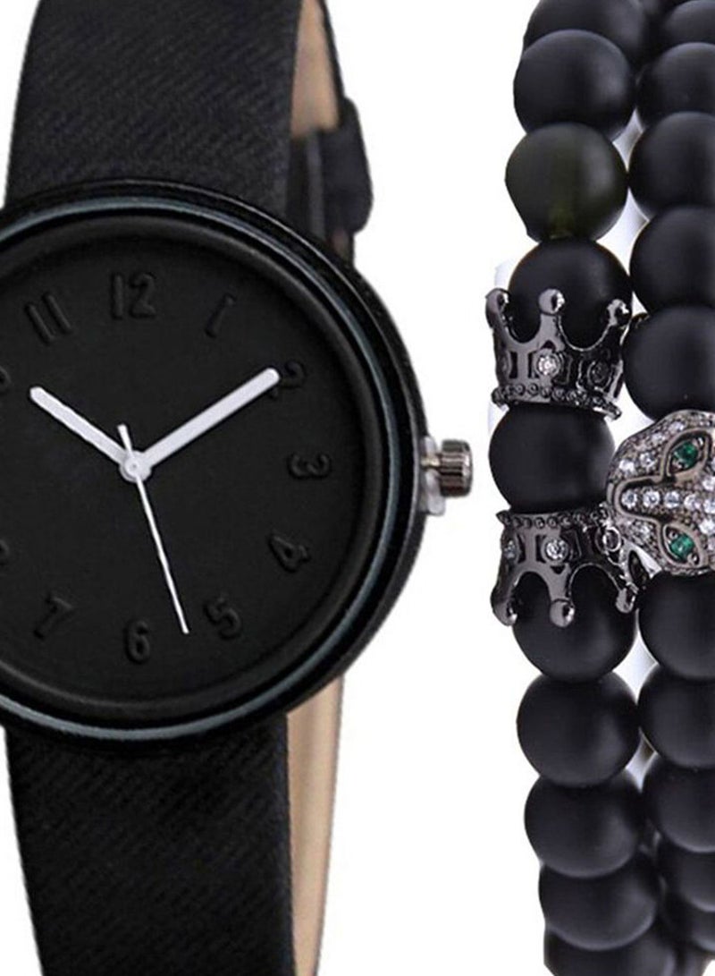 Men's 2-Piece Canvas Analog Watch And Bracelet Set 2002