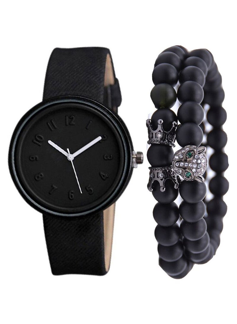 Men's 2-Piece Canvas Analog Watch And Bracelet Set 2002