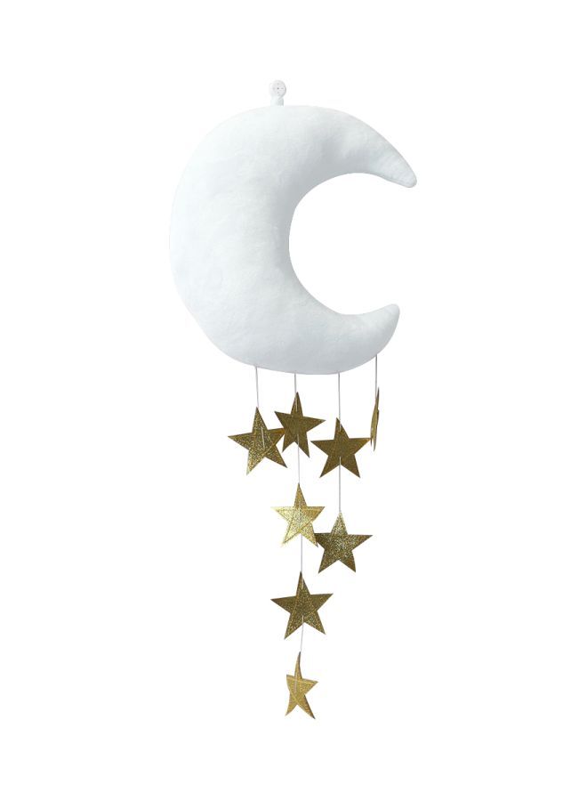 Hanging Moon Stars Stuffed Wall Backdrop White/Gold