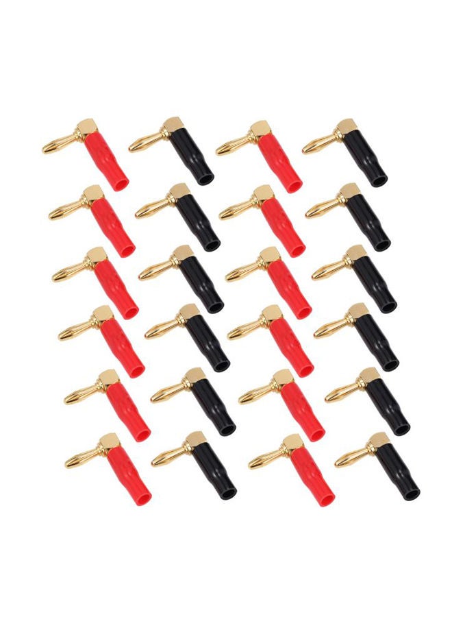 24 K Plated Banana Cable Screw Plug Connector Black/Red