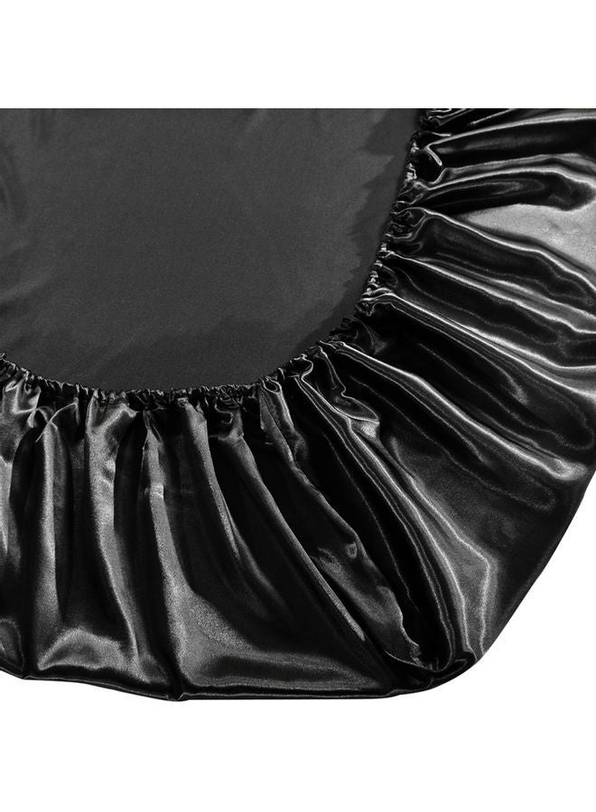 Well-made Soft Silk Fitted Sheet Cover Polyester Black