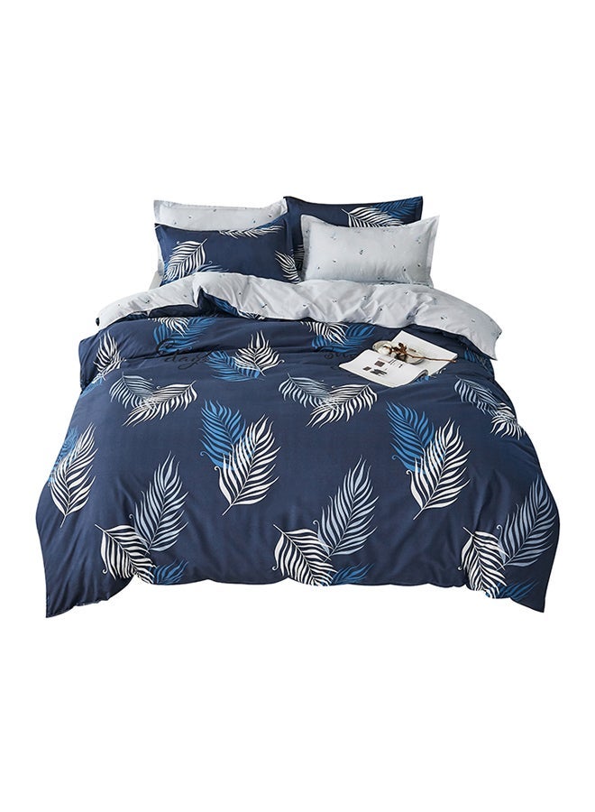 4-Piece Ranson Story Design Bedding Set polyester Blue/White/Grey Duvet Cover (150x200) Cm, Bed Sheet (160x220) Pillow (48x75)cm