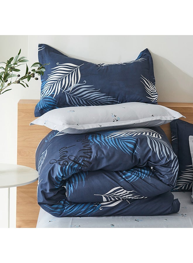4-Piece Ranson Story Design Bedding Set polyester Blue/White/Grey Duvet Cover (150x200) Cm, Bed Sheet (160x220) Pillow (48x75)cm