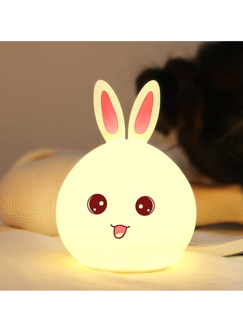 Kids Night Light Rabbit Silicone LED Rechargeable Decorative USB Nursery Night Lamp Decompression Light Nightstand Desk Table