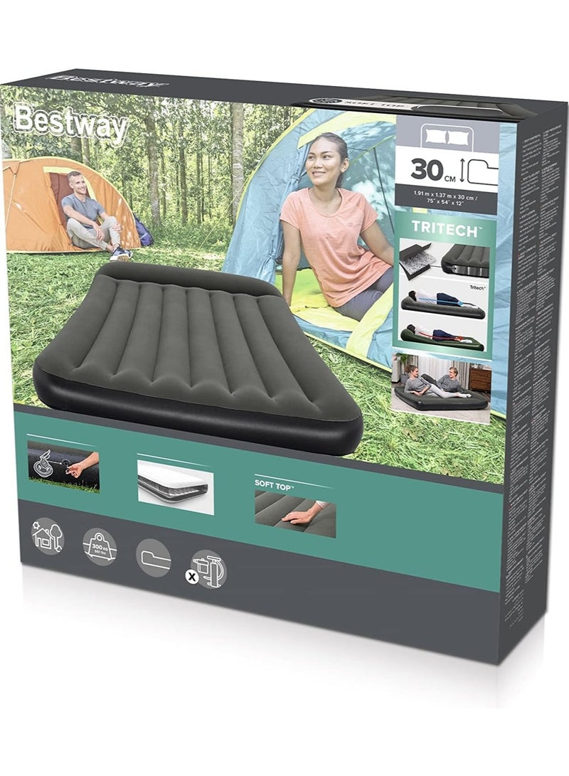 Inflatable Tritech Full Air Mattress | Durable Tritech, Built-in Pillow with Fast Inflation,188 X 99 X 30 cm, Model: 67680
