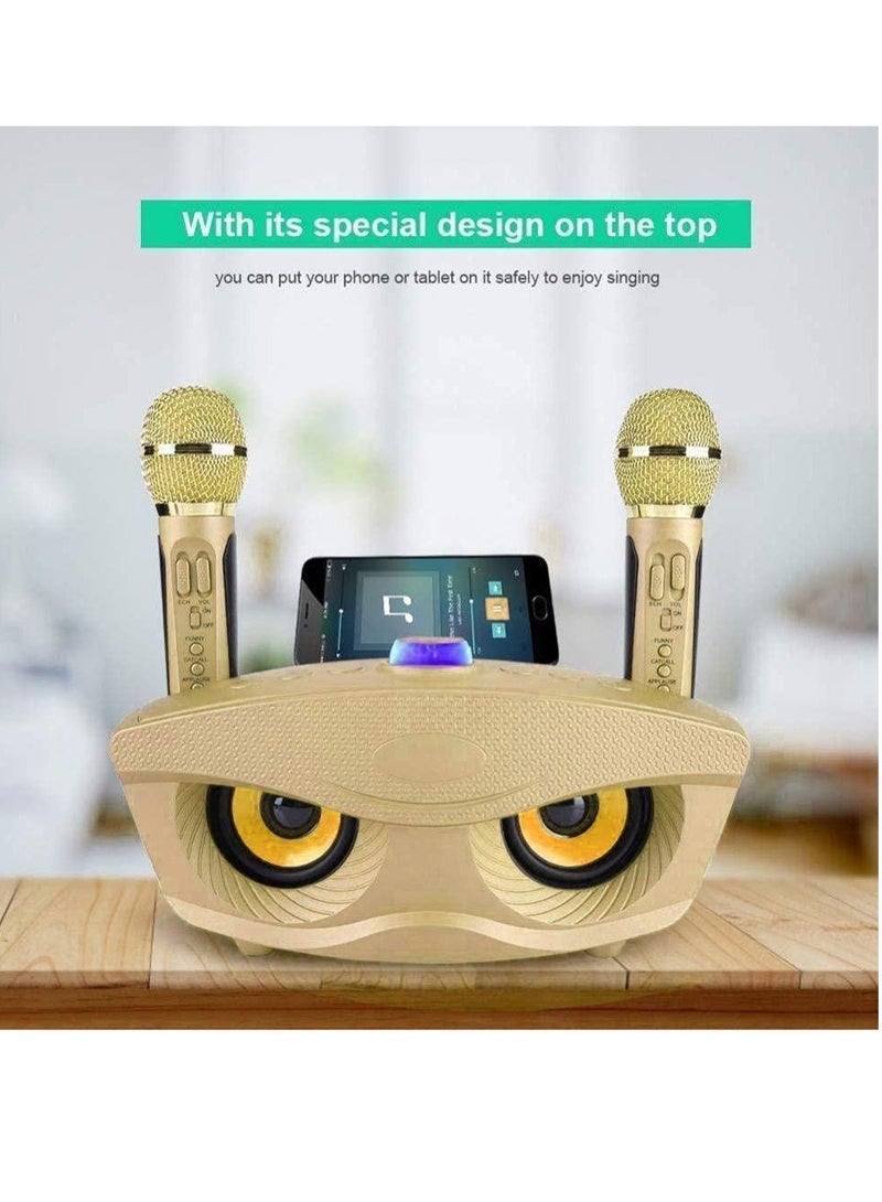 Wireless Bluetooth Speaker with 2 Microphones, Portable Karaoke Machine