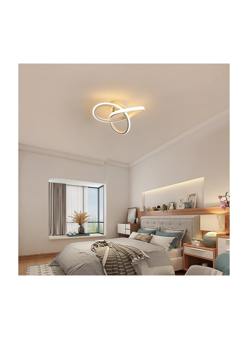 LED Ceiling Lights Modern 22W Spiral Design Modern Ceiling Lamp Switch Control 3 Color Adjustable Chandelier Ceiling Light Fixture for Corridor Bedroom Stair White